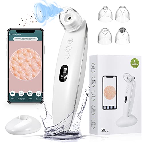 Blackhead Remover Pore Vacuum with Camera, Visible Facial Pore Cleaner, USB Rechargeable Pore Cleaner, Electric Comedone Extractor Kit, Blackhead Suction Tool with 4 Probes for Women and Men