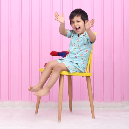 Image of POLKA TOTS Boys 100% Cotton Vacation Wear Co-ord Set | Trendy Printed Shirt & Shorts Combo for Kids | Breathable Summer Beach Outfit for Toddlers & Infants | Lightweight Daily Wear & Night Suit