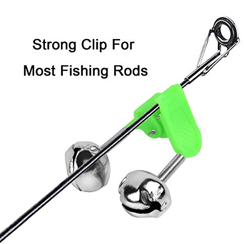 Benvo 20 Pcs Fishing Rod Alarm Loud Dual Alert Bells Fishing Bells Clips For Fish Strike Silver Tone (Red And Green) #TOP4