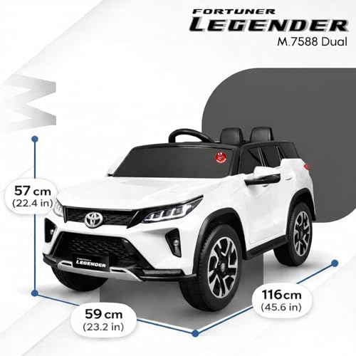Image of 12V Fortuner Legender Kids Ride On M-7588 Car | 6V Dual Motor | Remote Control | LED Lights | Music & Bluetooth (White)
