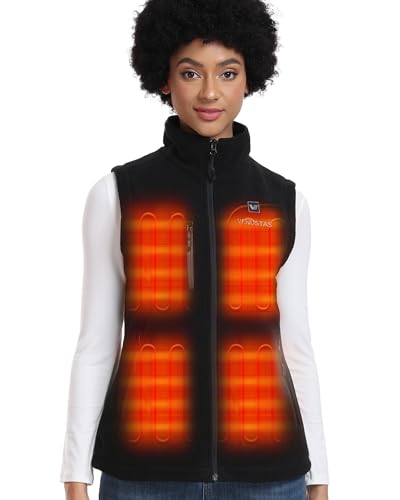 Venustas Women's Recycled Fleece Heated Vest with Battery Pack 7.4V, Lightweight Insulated Heated Fleece Gilet, Heated Body Warmer for Women Winter Outdoor(XL)