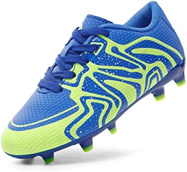 DREAM PAIRS Unisex-Child Soccer Football Cleats Shoes, Royal/Lemon/Green/Silver - 1 Little Kid (160472-k)