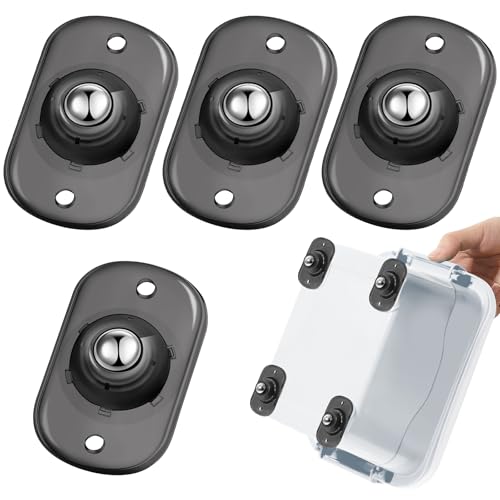 Honoson Self Adhesive Caster Wheels,Clear Black,1 Steel,4 Pcs