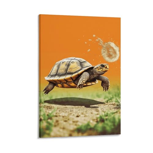 Toile murale tortue marine haut de gamme avec cadre en bois 40x60