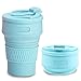 YUESEN Taza de Viaje Taza de Café Plegable de Silicona con Tapas,Termo de Café Matrazm, Reutilizable de Taza de Café - 350 ml(Azul)