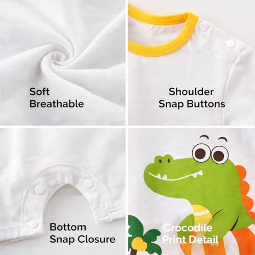 Image of Bold N Elegant Cute Animal Print Cotton Half Sleeve Newborn Baby Boy Girl Rompers Jumpsuit Onesie Bodysuit for Infant Toddler Children Clothes