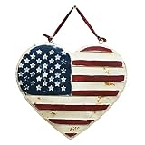 Picfarce Metal US Flag Sign, 10" Rustic Heart Flag Distressed American Flag Love Heart Shape Wall Ha