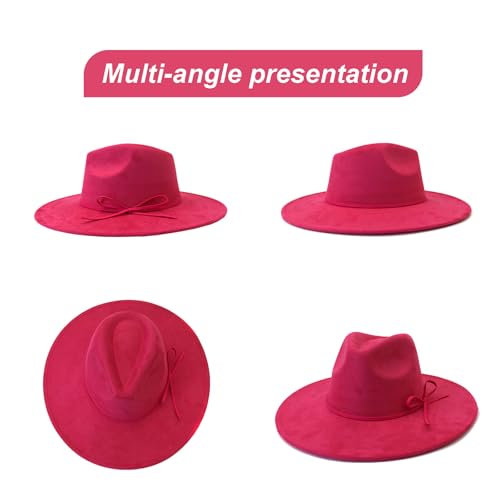 Image of Fedora Hats for Women Man with Big Wide Brim Classic Suede Panama Hat Western Outdoor hat
