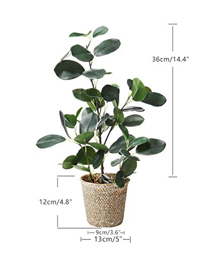 Sarosora Artificial Ficus Tree Fake Plants In Weaved Pot 20" Height For Living Room Decor Indoor Home Office Ins Style (Green, 1) #TOP3