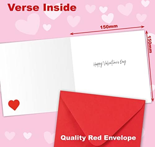 Valentines Card. Cute Dogs Design. Eco-friendly. 4pp 150x150mm size. Valentine's Card with Red Envelope. Verse inside. Printed and Packed in UK.