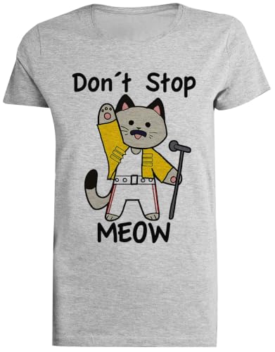 Pala Ajustable Stop Meow Camiseta Gris Femenina Camiseta De Manga Corta para Mujer Unisex Black tee Baggy Oversized T-Shirt