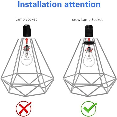 2 Pcs Vintage Metal Wrie Cage Lampshade - Industrial Metal Bird Cage Light DIY Ceiling Pendant Lights for Dining Room Bedroom Loft Hallway - Chrome
