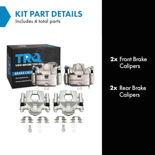 Image of TRQ Front and Rear Brake Caliper Set Zinc Coated Brackets Compatible with 2013 Nissan Altima