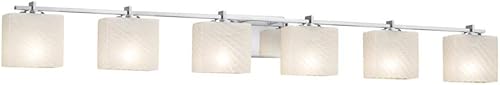 Fusion Era - Barra de baño (6 luces, rectangular, opalina), FSN-8446-55-WEVE-CROM, 600watts, 120 volts