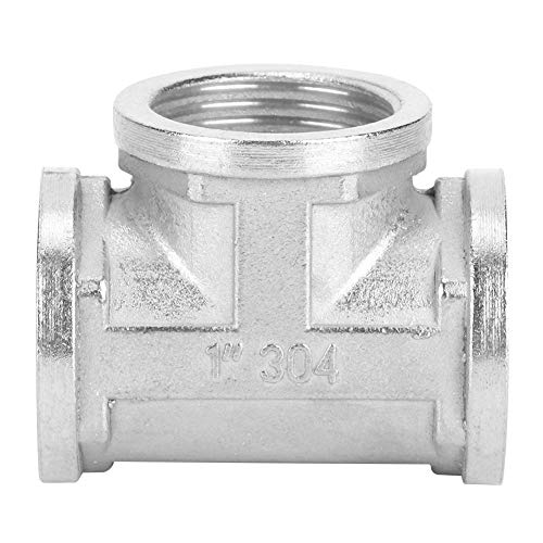 304 Stainless Steel Threaded Pipe Tee Connector Durable Industrial Strength Three Way Fitting for Plumbing Gas Lines DIY Furniture Building Materials (1 * 1 * 1 female connector)