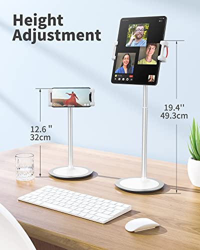 Saiji Tablet Stand Holder, Height Adjustable, 360 Degree Rotating, Aluminum Alloy Cradle Mount Dock For 4.7"-12.9" Screen Iphone Samsung, Ipad, Kindle, Ebook Reader (Silver) #TOP4