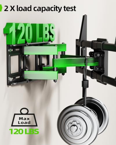 Image of USX MOUNT Full Motion TV Wall Mount for 42-82 Inch TVs up to 120lbs, Wall Mount TV Bracket with Articulating Swivel Tilt Extension Leveling, Max VESA 600x400mm Fits 12 /16 inch Wood Stud