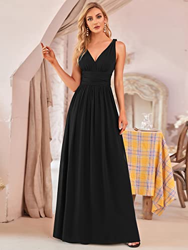 Image of Ever-Pretty Womens Bridesmaid Dress V-Neck Sleeveless A Line Chiffon Floor Length Formal Dress 09016