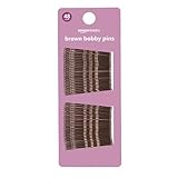 Amazon Basics No Slip Bobby Pins for All Hair Types, Secure Hold Hair Pins for Updos, Brunette Brown, 48 Count