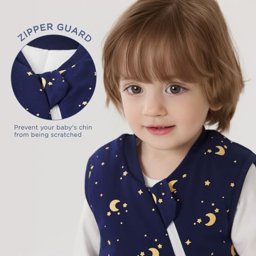 Image of Duomiaomiao 2.5 TOG Toddler Sleep Bag 3-4T 100% Cotton Winter Side Open Zipper Baby Sleep Sack with Feet, Warm Toddler Wearable Blanket