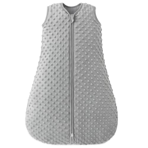 Image of FILLEEP Fleece Baby Sleep Sack 12-18 Months with Plush Dots, Winter Baby Wearable Blanket for Infant Toddler Sleeping Sack 2-Way Zipper Warm Sleep sack, Grey