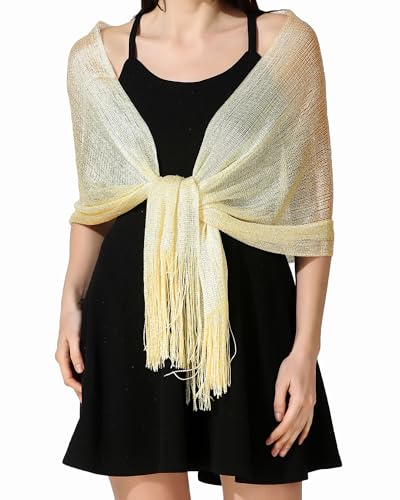 Women's Metallic Shawl and Scarf Wraps For Evening Party and Wedding Dresses
