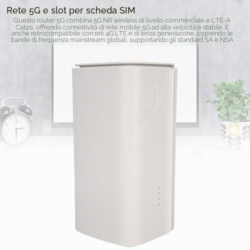Topiky Router CPE 5G con Slot per Scheda SIM, Router NSA SA WiFi 6 5G Modem Cellulare Dual Band per Modem Internet Wireless Interno per Ufficio Domestico (Spina europea)