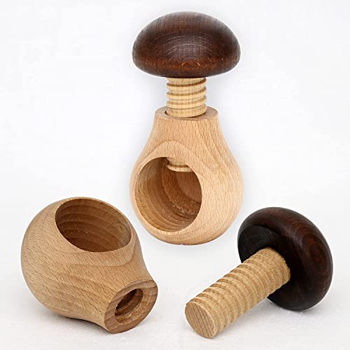 Ko&Co Holz Nussknacker - Nussknacker Pilz | 2 Stück Nußknacker Holz Pilz zum drehen | Pilzknacker Natur zum Schrauben | perfekt als Ostern Deko | Holz Nussknacker für Kinder drehen | Holz Pilze Cover