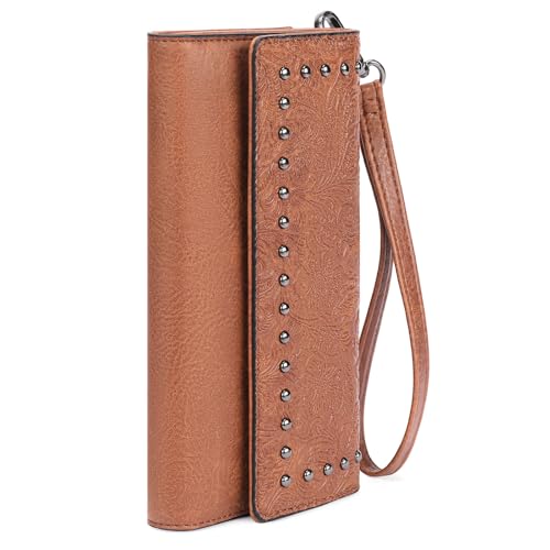 Image of FALAN MULE Wallets for Women Trifold Wristlet Wallets Large Capacity RFID Blocking Ladies Purse Credit Card Holder