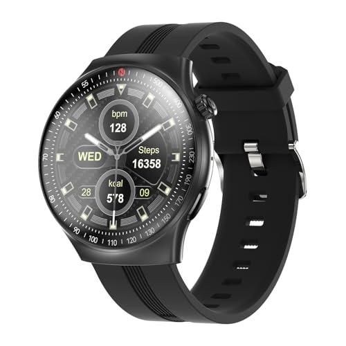 Image of itel Alpha Style 36.3mm (1.43 inch) AMOLED Display, Round Dial SmartWatch, 700 Nits Brightness, 12 Days Battery Life, Bluetooth Calling Along with Multisport Modes Smart Watch, IP68 Waterproof (Black)