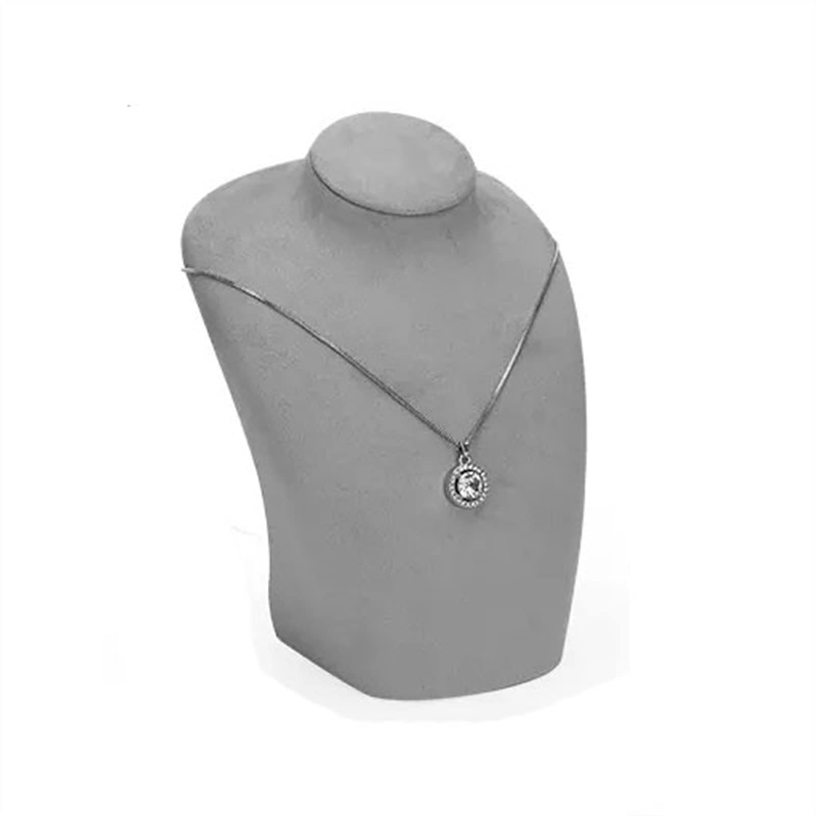 J9V4G6S3B5 Jewellery Storage Grey Velvet Jewelry Jewellery Stand Necklace Mannequin Pendant Chain Bust Display Holder Photograph Prop for(Small)