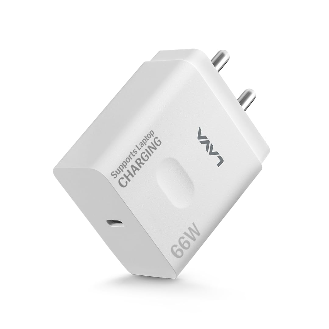 Lava 66W (Mobile & Laptop) Fast Charger with PD Technology | Super Fast Charging Compatible with Laptop, iPhone, Lava Agni 3, Samsung, MI, & All Android Devices | Finger Hold Design | BIS Certified