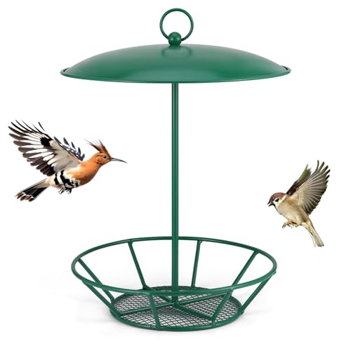 Suet Feeder Cylinder Bird Feeder S-6-2 Seed Cake Feeders Green Metal Feeders for Hanging Garden Backyard Outdoors Wild Birdfeeding