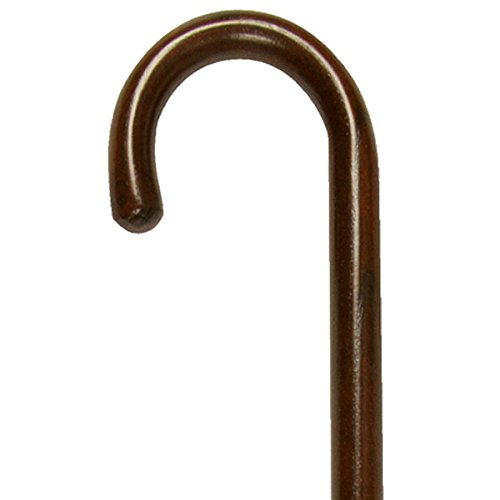 PCP Wood Cane, Round Handle, Crook Style, Walking Aid, Walnut (Round Handle), Large Grip
