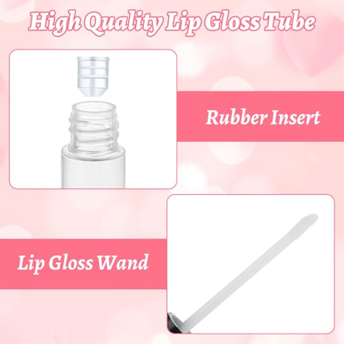 50 Pcs Empty Lip Gloss Tubes 10 ml Lipgloss Tubes Bulk with 4 Pcs Syringes, Refillable Clear Lipgloss Balm Bottles for DIY Makeup, Lipstick Samples, Lip Balms3