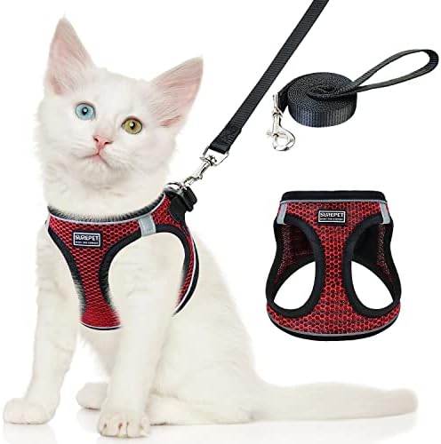 nanappice Cat Harness and Leash Set for Walking Escape Proof,Adjustable Soft Kittens Vest with Reflective Strip for Small Cats,Easy to Control