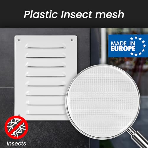 Grille d'aération en acier robuste avec écran anti-insectes blanc - 5