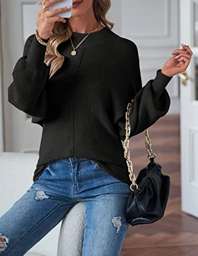 Image of TECREW Women's Batwing Long Sleeve Crew Neck Pullover Sweater Soft Ribbed Knit Sweater Top