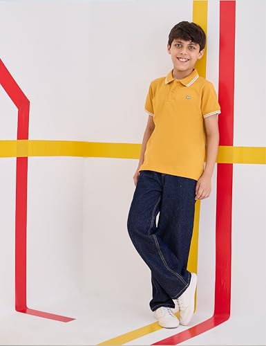 Image of Amazon Brand - Symbol Boys Cotton Rich Solid Polo Tshirt | Collar Tshirts | Half Sleeves | Plain-Regular Fit
