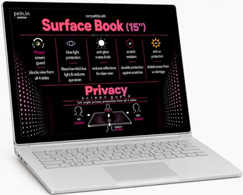 Image of Pxin 360 Pro Privacy Screen guard compatible with Surface Book (15 inch) | Anti Glare | Anti UV | Anti Blue | Anti Reflection | Privacy Filter | Unbreakable Build