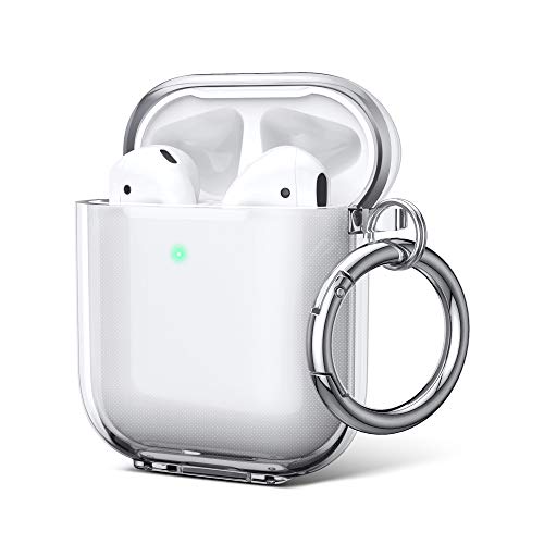 ULAK Cover per AirPods Trasparente, Progettata Custodia AirPod Morbida TPU Antiurto Accessori Portachiavi Compatibile con Apple AirPod 2 1 generazione di ricarica [Led frontale visibile]
