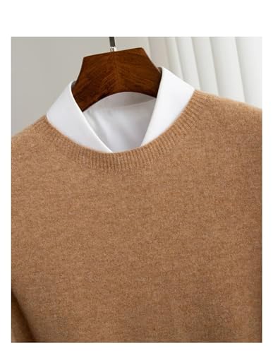 Men Wool Knit Sweater Solid Round Neck Business Bottoming Pullover Soft Long Sleeves Sweaters2