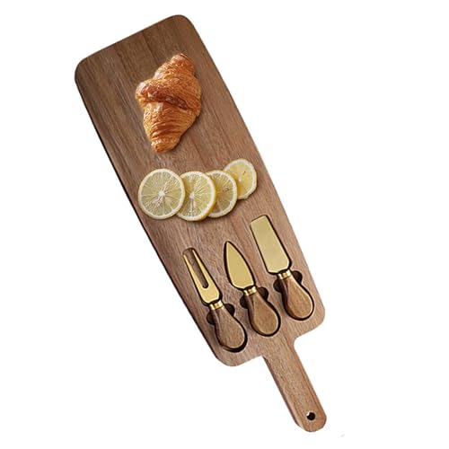 Tabla de cortar queso con asa, tabla de cortar de madera, juego de platos de queso con asa | Platos de queso multifuncionales, accesorios de cocina para fiestas, Navidad