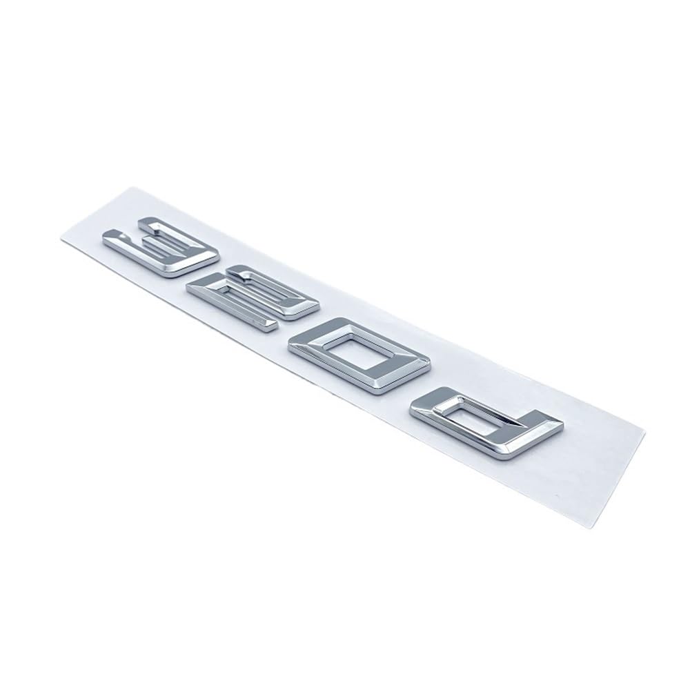 YTQMoreBNZ YYDStes ABS Car Trunk Logo Sticker Accessories Compatible With 3 Series 316d 318d 320d 325d 328d 330d 335d 340d 350d(Chrome silver 320d)