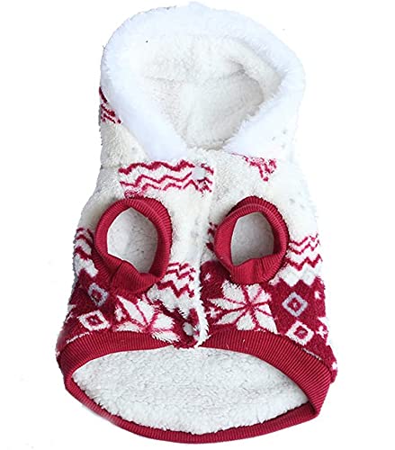 SAMGU Vêtements de Noël Hoodie Pull Manteau en Velours à Capuche pour Chien Motif Flocon de Neige Veste Gilet Color Rouge Size Large – Image 5