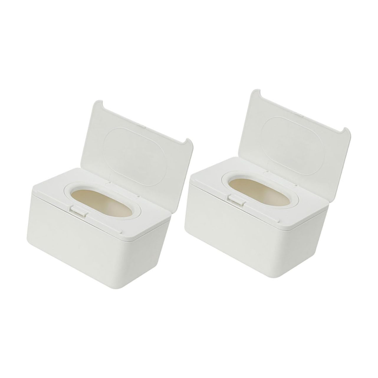 Boîte à Lingettes Rechargeable Portable, Lot de 2, Plastique Blanc