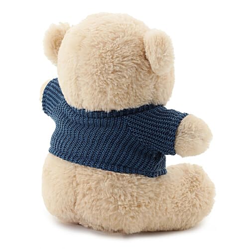 Image of Cute Teddy Bear Soft Toy Plush Stuffed Animal with Sweater for Kids Baby - Soft Huggable Teddy Doll for Cuddling, Birthday Gift & Home Decor 25CM