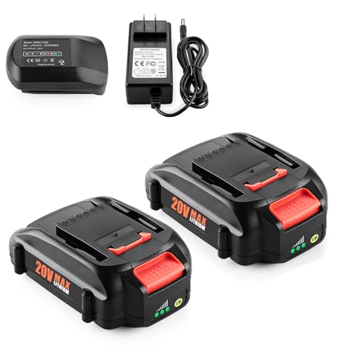 AYTXTG 2 Pack 3.5Ah Replacement for Worx 20v Battery WA3578 WA3575 WA3520 WA3525 + Portable WA3732 Charger for Worx Batteries 20v
