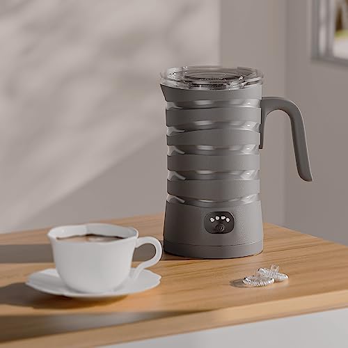 Larmstom Milk Frother 4-In-1 Electric Milk Steamer,8.8Oz/260Ml Milk Warmer For Latte, Cappuccinos Hot Chocolate Milk, Macchiato Ultra-Quite Working & Automatic Shut Off (Silver Grey) #TOP6