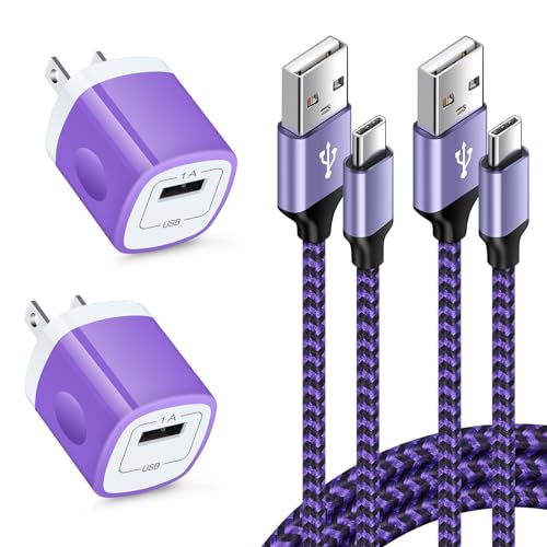 Fast Charging USB Type C Wall Charger for Samsung Galaxy Note 20/10 S24 S23 S22 S21 S20 FE/Ultra 5G S10 A35 A55 A15 A54 A14 A51 A20,5V/1A Single Power Adapter Charger Block Cube 6ft USB C Cable,2Pack